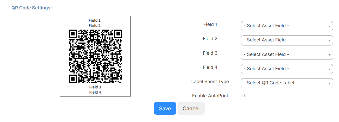 QR code settings page